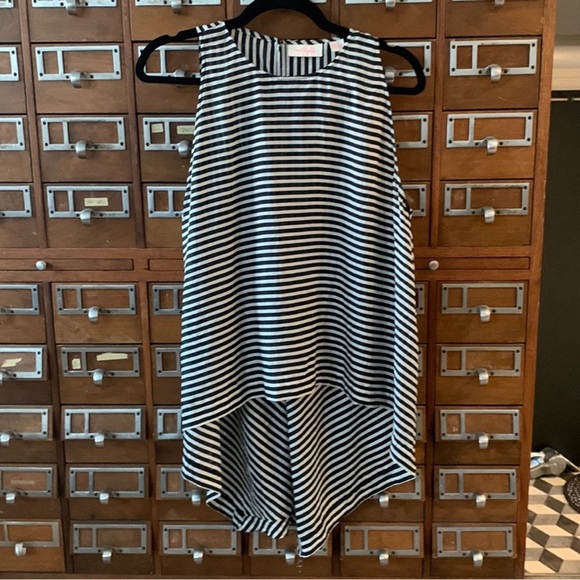 Silk tunic tank top black and white stripe size 10 - Picture 1 of 7
